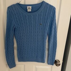 Lacoste Women's Sky Blue Cable Knit Sweater